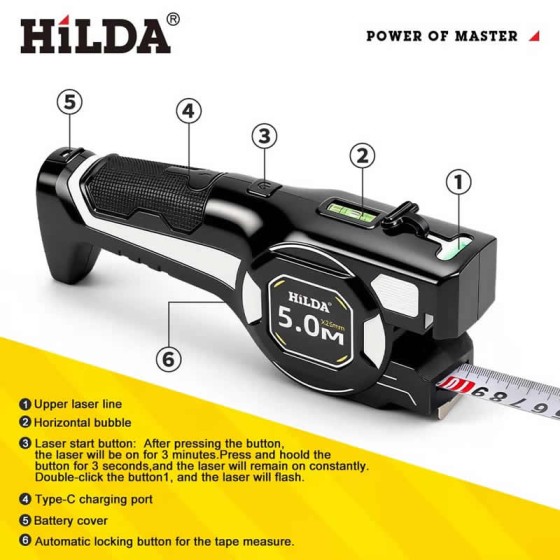 Waterproof 2-in-1 Ray Rangefinder Tape Measure Infrared Steel Indoor Measuring Instrument Crosshair Decoration