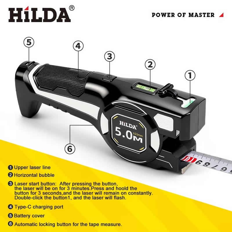 Waterproof 2-in-1 Ray Rangefinder Tape Measure Infrared Steel Indoor Measuring Instrument Crosshair Decoration