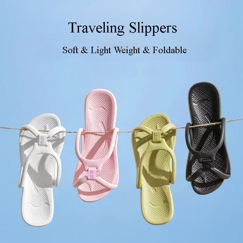 Heavy Duty Foldable Travel Slippers Unisex EVA Flip Flops Hotel Non Slip Women Men Bathroom Indoor Slides Portable Lightweight Comfortable
