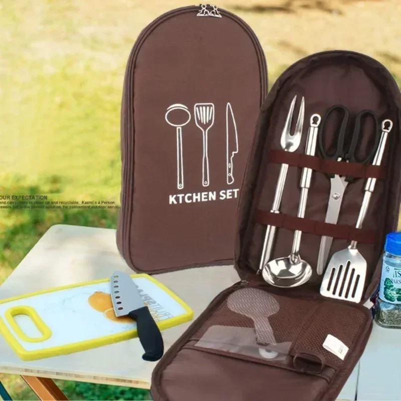 Easy To Install Outdoor Camping Cookware Storage Bag Handheld BBQ Utensils Travel Utensil Tableware Pouch