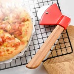 Multi-functional Axe Shape Stainless Steel Pizza Cutter Wooden Handle Wheel Slicer Multifunctional Kitchen Tool Waffle Cutting