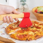 Multi-functional Axe Shape Stainless Steel Pizza Cutter Wooden Handle Wheel Slicer Multifunctional Kitchen Tool Waffle Cutting