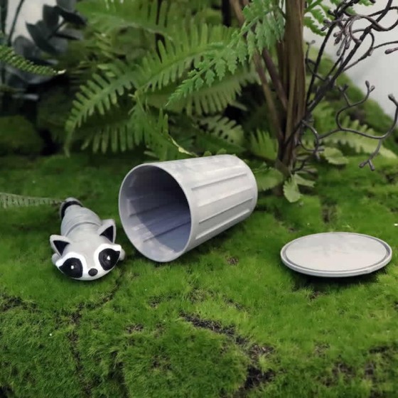 Durable Articulated 3D Printed Mischievous Raccoon Toy Trash Holder Desktop Home Decor Ornament Kids Animal Collectors