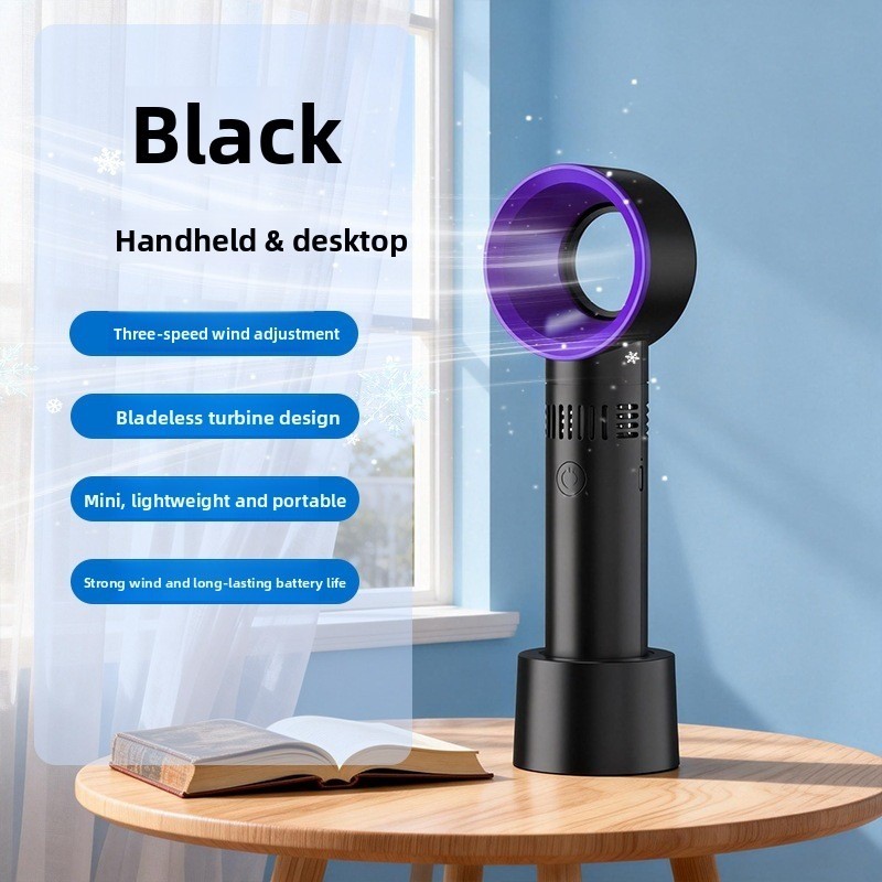 Foldable Portable Bladeless Desk Fan USB Rechargeable Handheld Cooling Mini Personal Fans Home Office Travel Outdoor