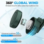 Waterproof USB Rechargeable Portable Silent Mini Bladeless Fan Clip Shirt Cyclone Waist Hanging Neck