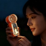 360 Degree Rotation USB Rechargeable Mini Handheld Fan Ultra-Quiet Digital Display Small Electric Powerful Wind Personal Cooling Light