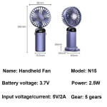 Energy Efficient portable Handheld Mini Fan Foldable Desk Outdoor Neck Hanging Speed USB Rechargeable Phone Stand Display Screen
