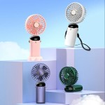 Energy Efficient portable Handheld Mini Fan Foldable Desk Outdoor Neck Hanging Speed USB Rechargeable Phone Stand Display Screen