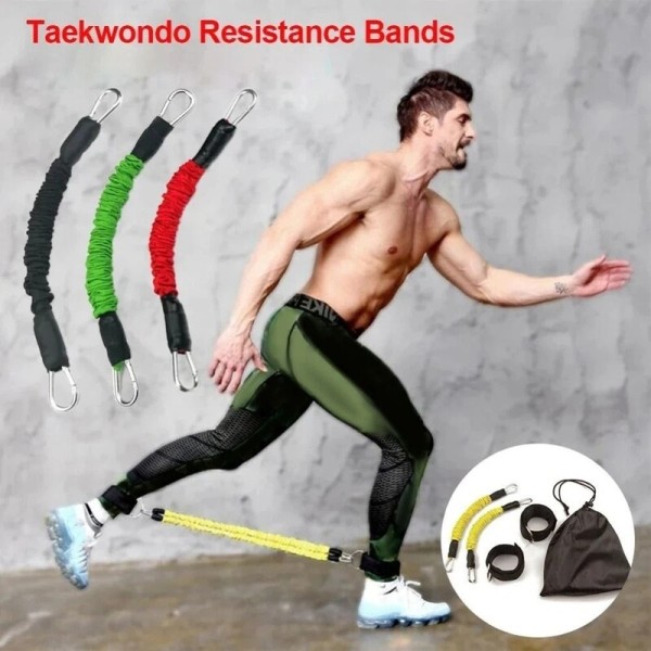 Breathable Leg Training 20LB-80LB Taekwondo Belt Elastic Latex Resistance Bands Anti-Break Black Ankle Pull Rope Fitness