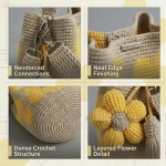 Easy To Use Detachable Flower Bag Floral Shoulder Crochet Oversized Casual Daily Use Commuting
