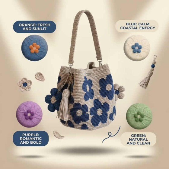 Easy To Use Detachable Flower Bag Floral Shoulder Crochet Oversized Casual Daily Use Commuting