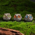 Washable Cartoon Cute Animal Owl Statue Big Eyes Handmade Realistic Feathers Metal Figurine Home Decor