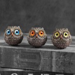 Washable Cartoon Cute Animal Owl Statue Big Eyes Handmade Realistic Feathers Metal Figurine Home Decor