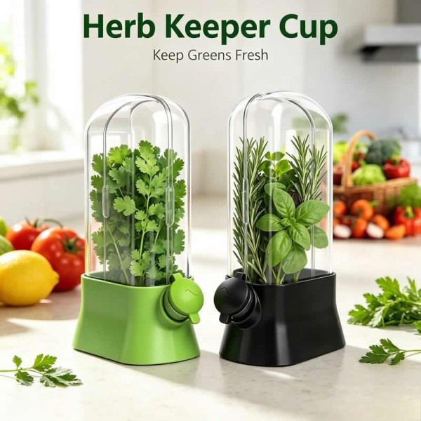 Precision Refrigerator Herb Crisper Saver Pod Container Vegetable Fresh Keeper Bottle Cilantro Mint Parsley Asparagus Kitchen Storage