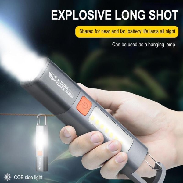 Uv Protection Mini Flashlight Hook Outdoor Portable Strong Light Side Lights Long Range Rechargeable Tactical Torch Camp