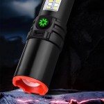 Foldable High-brightness LED flashlight hook side light telescopic zoom portable ultra-lightweight outdoor cycling