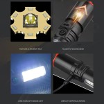 Foldable High-brightness LED flashlight hook side light telescopic zoom portable ultra-lightweight outdoor cycling