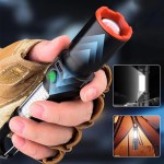 Foldable High-brightness LED flashlight hook side light telescopic zoom portable ultra-lightweight outdoor cycling