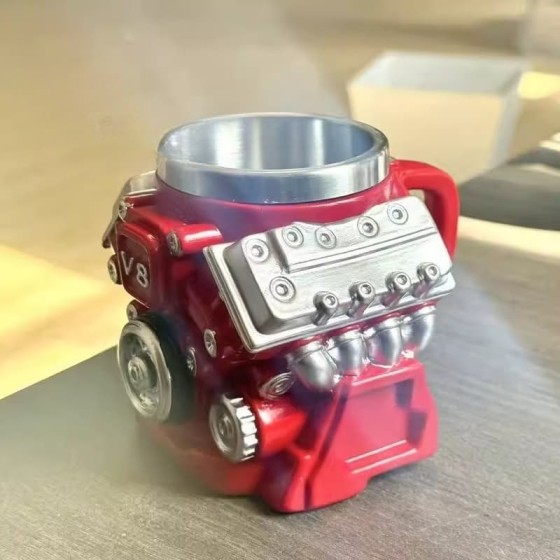 Multi-functional Mechanical V8 V6 Engine Resin Coffee Mug Personalized Inner Liner Simple Design Kitchen Bar Home Gift Idea