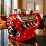Multi-functional Mechanical V8 V6 Engine Resin Coffee Mug Personalized Inner Liner Simple Design Kitchen Bar Home Gift Idea