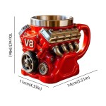 Multi-functional Mechanical V8 V6 Engine Resin Coffee Mug Personalized Inner Liner Simple Design Kitchen Bar Home Gift Idea