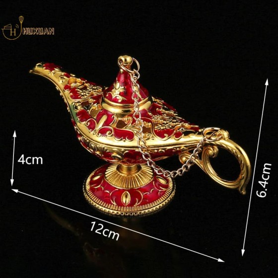 Eye-catching Aladdin Lamp Desktop Crafts Ornament Metal God Wishing Vintage Home Decoration Holiday Gift