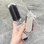 Easy To Use 1pc Portable Stylish Mini Folding Women's Hair Brush Rubber Bristles All Types Perfect Travelling Shopping