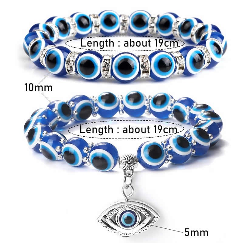 Premium 10mm Lucky Blue Evil Eye Bracelet Palm Butterfly Owl Elephant Pendant Charm Crystal Resin Beaded Bracelets Women Men Jewelry