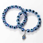 Premium 10mm Lucky Blue Evil Eye Bracelet Palm Butterfly Owl Elephant Pendant Charm Crystal Resin Beaded Bracelets Women Men Jewelry