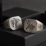 Comfortable Egyptian Pharaoh Anubis Vintage Eye Horus sterling silver rings man fashion jewelry