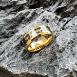 Adjustable 8MM Unique Engagement Heart Line Stainless Steel Rings Carbon Fiber Inlaid Personality Wedding Band Jewelry Party