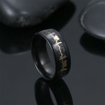 Adjustable 8MM Unique Engagement Heart Line Stainless Steel Rings Carbon Fiber Inlaid Personality Wedding Band Jewelry Party