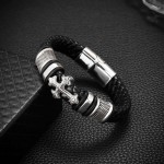 Brilliant Luxury Mens Bracelet Cross Titanium Steel Vintage Fashion Jewelry Leather Braided Trend Personality Selling Bangles
