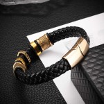 Brilliant Luxury Mens Bracelet Cross Titanium Steel Vintage Fashion Jewelry Leather Braided Trend Personality Selling Bangles