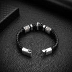 Brilliant Luxury Mens Bracelet Cross Titanium Steel Vintage Fashion Jewelry Leather Braided Trend Personality Selling Bangles