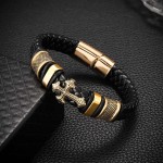 Brilliant Luxury Mens Bracelet Cross Titanium Steel Vintage Fashion Jewelry Leather Braided Trend Personality Selling Bangles