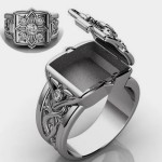 Gift Ready Fashion Unique Disign Secret Compartment Carved Pattern Rings Men Engagement Wedding Party Male Ring Fine Jewelry