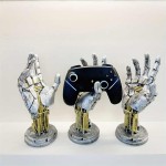 Collapsible Cyberpunk 3D Gamepad Holder Robotic Hand Storage Box Controller Phone Keys Sci-Fi Desk Organizer Cool Tech Gift