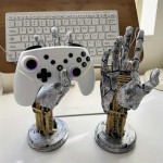 Collapsible Cyberpunk 3D Gamepad Holder Robotic Hand Storage Box Controller Phone Keys Sci-Fi Desk Organizer Cool Tech Gift