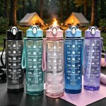 Washable Time Marker Water Bottle Straw Leak Proof Sport Fitness Drinking