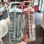 Multi-functional Liters Straw Plastic Water Bottle Large Portable Travel Sports Fitness Cup High Value Big Fat Adult Universal