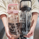 Multi-functional Liters Straw Plastic Water Bottle Large Portable Travel Sports Fitness Cup High Value Big Fat Adult Universal