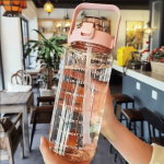 Multi-functional Liters Straw Plastic Water Bottle Large Portable Travel Sports Fitness Cup High Value Big Fat Adult Universal