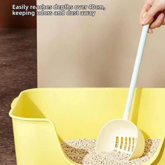 Portable Detachable Extended Cat Litter Scoop Non-Stick Plastic Sand Shovel Deepen Long Handled Poop Feces Removal