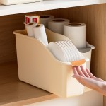 Easy To Clean Multi-Functional Storage Box Set Curved Space-Saving Design Stackable Organizer Bins Home Organization