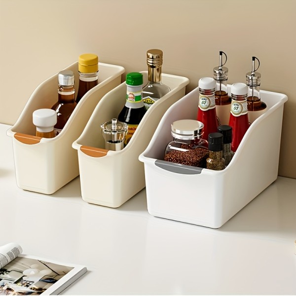 Easy To Clean Multi-Functional Storage Box Set Curved Space-Saving Design Stackable Organizer Bins Home Organization