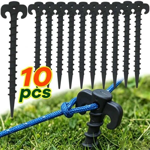 Weather Resistant 10pcs Outdoor Camping Tent Pegs Ground Nails Screw Anchor Stakes Hiking Pins Accessories