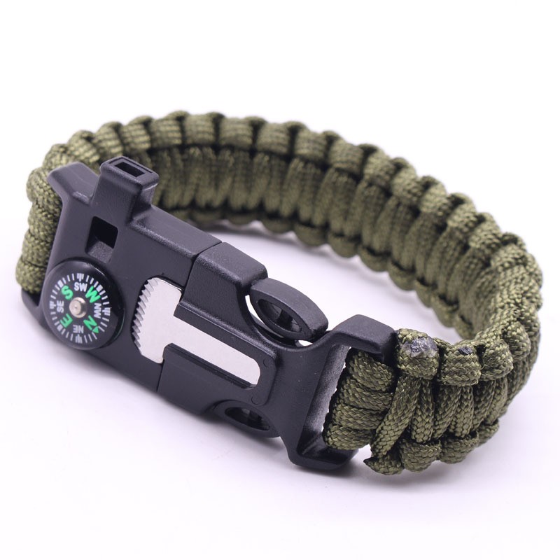 Easy To Carry Outdoor Survival Umbrella Rope SOS Bracelet Emergency Rescue Compass Sport Tactical Whistle Bracelets(No flint