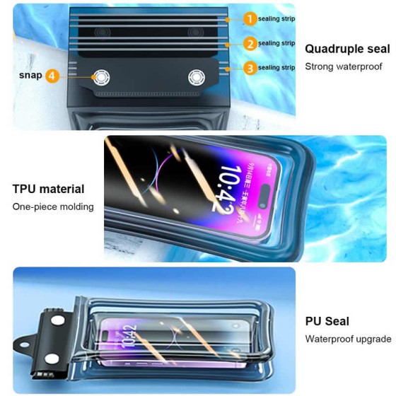 Space-saving Floating Waterproof Phone Case full View Swimming Bag Underwater Snow Rainforest Transparent Dry cover