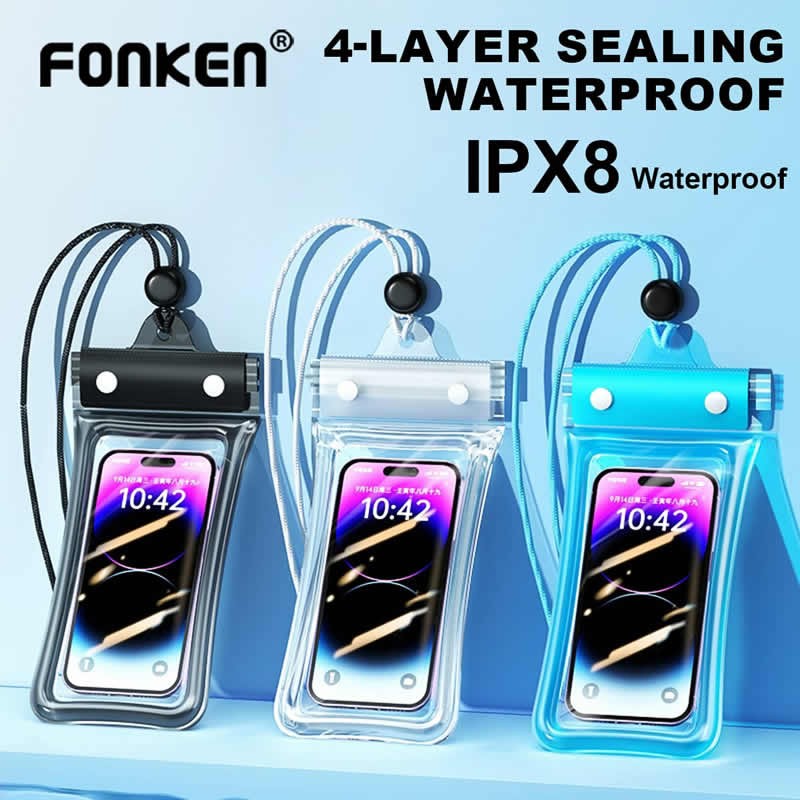 Space-saving Floating Waterproof Phone Case full View Swimming Bag Underwater Snow Rainforest Transparent Dry cover